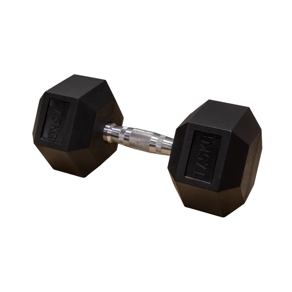 Halteres Hexagonais 17.5kg em Borracha