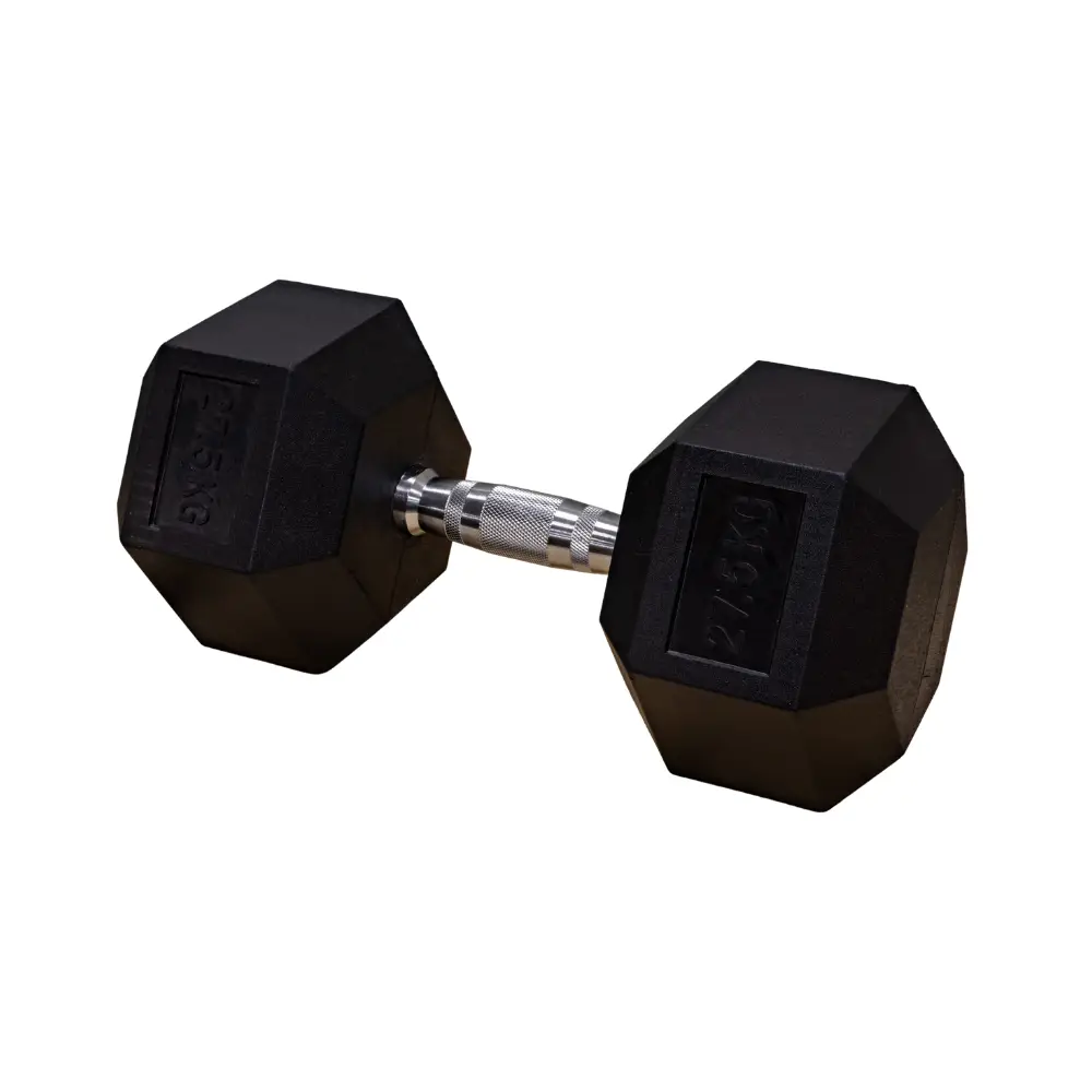 Halteres Hexagonais 27,5 kg em Borracha